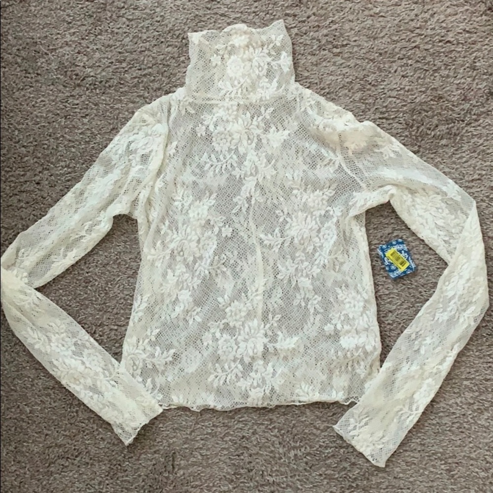 Brand New Free People Lace Turtleneck Top